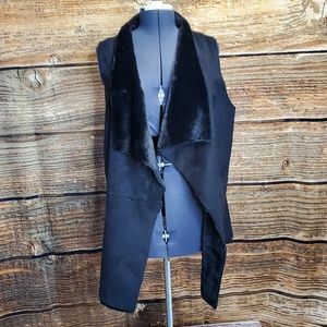 Bisou Bisou Black Faux Fur Vest 2X